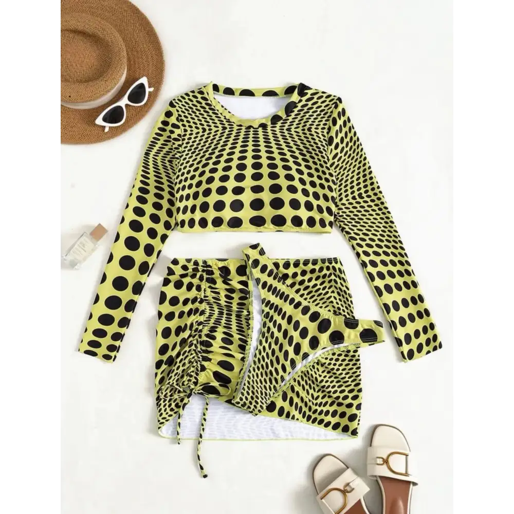 DotWave Womens 3 Piece Swim Set with Bikini and Sarong - LauBelle