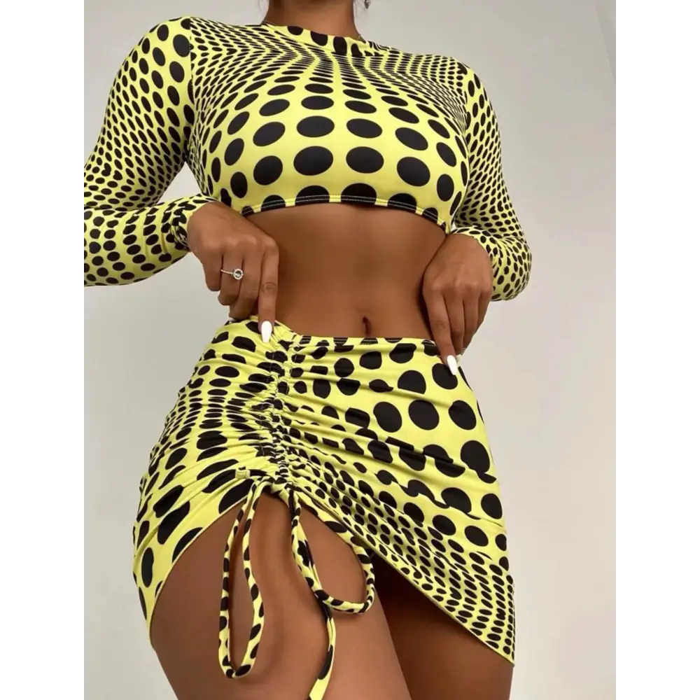 DotWave Womens 3 Piece Swim Set with Bikini and Sarong - LauBelle