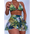 Flowerleaf Bikini Set with Vibrant Floral and Leaf Pattern - LauBelle