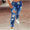 Lace Up Denim Slim Fit Trousers for Women - LauBelle Brand