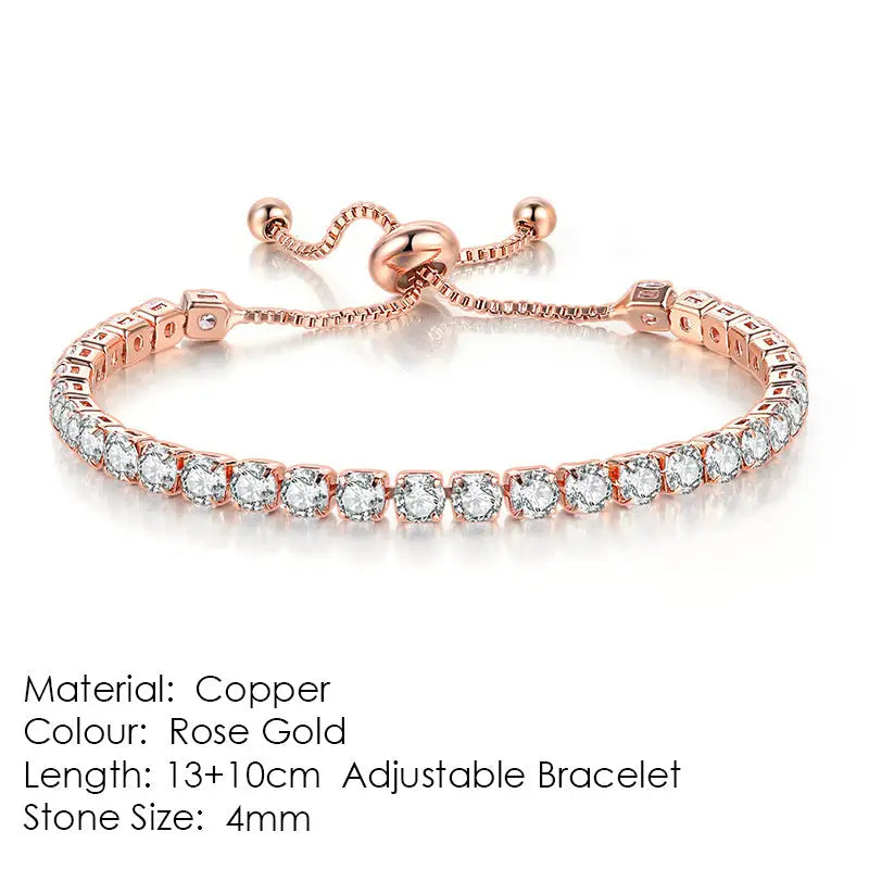 Round Zircon Single Row Full Diamond Tennis Bracelet - LauBelle
