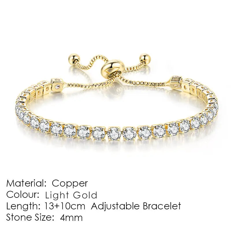 Round Zircon Single Row Full Diamond Tennis Bracelet - LauBelle