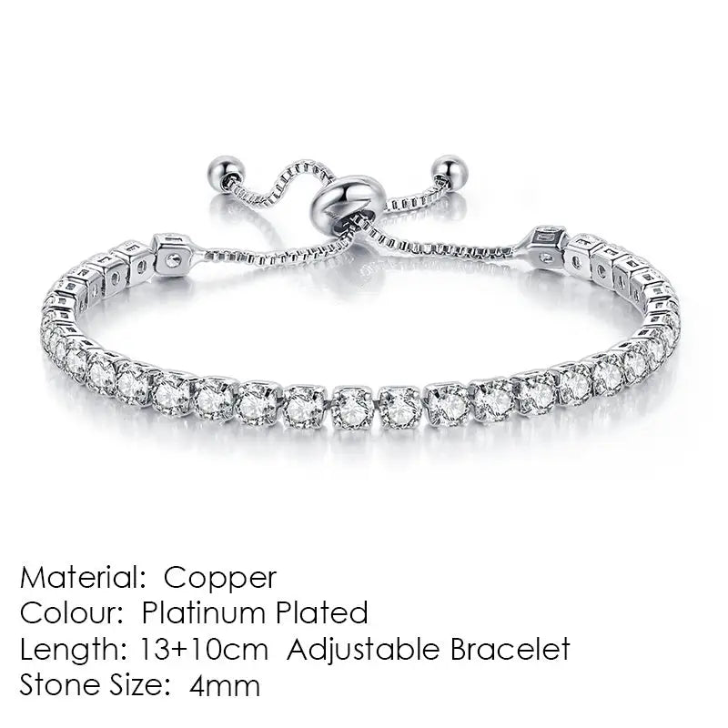 Round Zircon Single Row Full Diamond Tennis Bracelet - LauBelle