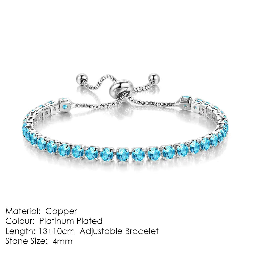 Round Zircon Single Row Full Diamond Tennis Bracelet - LauBelle