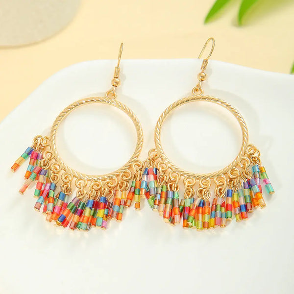 BohoChic Handwoven Tassel Earrings with Intricate Patterns - LauBelle