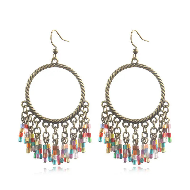 BohoChic Handwoven Tassel Earrings with Intricate Patterns - LauBelle