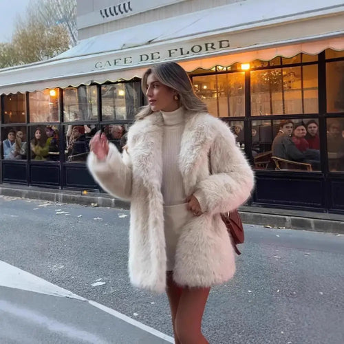 Faux Fur White Winter Coat for Women - LauBelle Brand