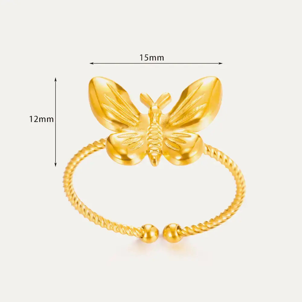 Golden Heartfly 8K Gold Plated Elegant Ring - LauBelle