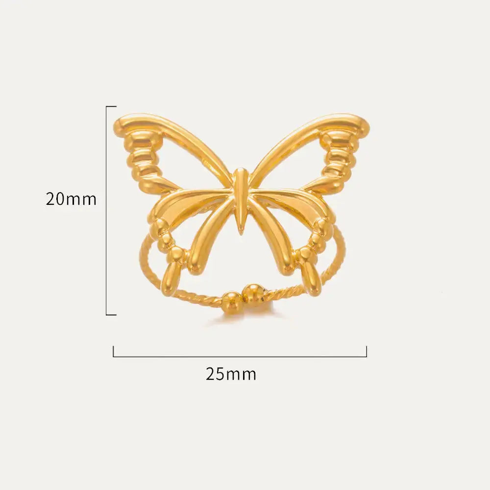 Golden Heartfly 8K Gold Plated Elegant Ring - LauBelle