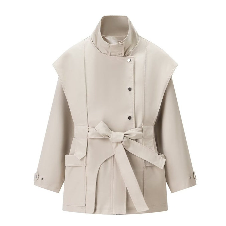 ChicStand Women's Belted Trench Coat with Collar - LauBelle