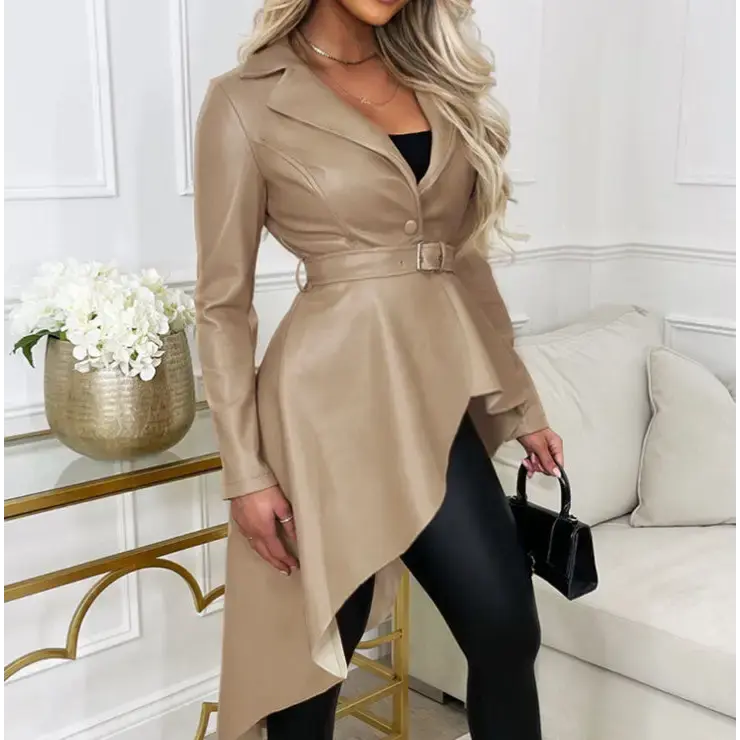 Chic PU Lapel Jacket Coat for All Occasions - LauBelle