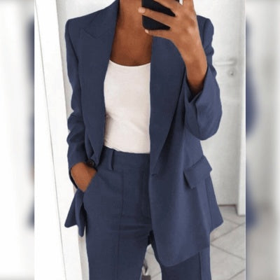 ChicLap Slim Suit: Trendy Blazer & Trousers Set - LauBelle