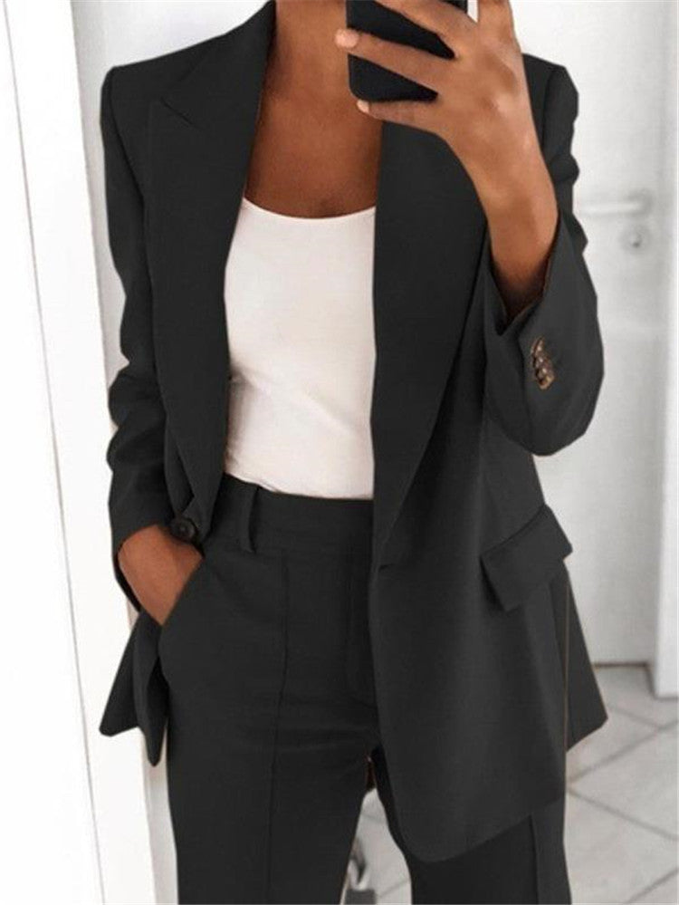 ChicLap Slim Suit: Trendy Blazer & Trousers Set - LauBelle