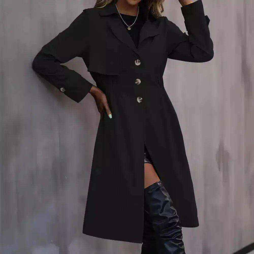UrbanEase Long Cotton Trench Jacket in Tan - LauBelle Brand