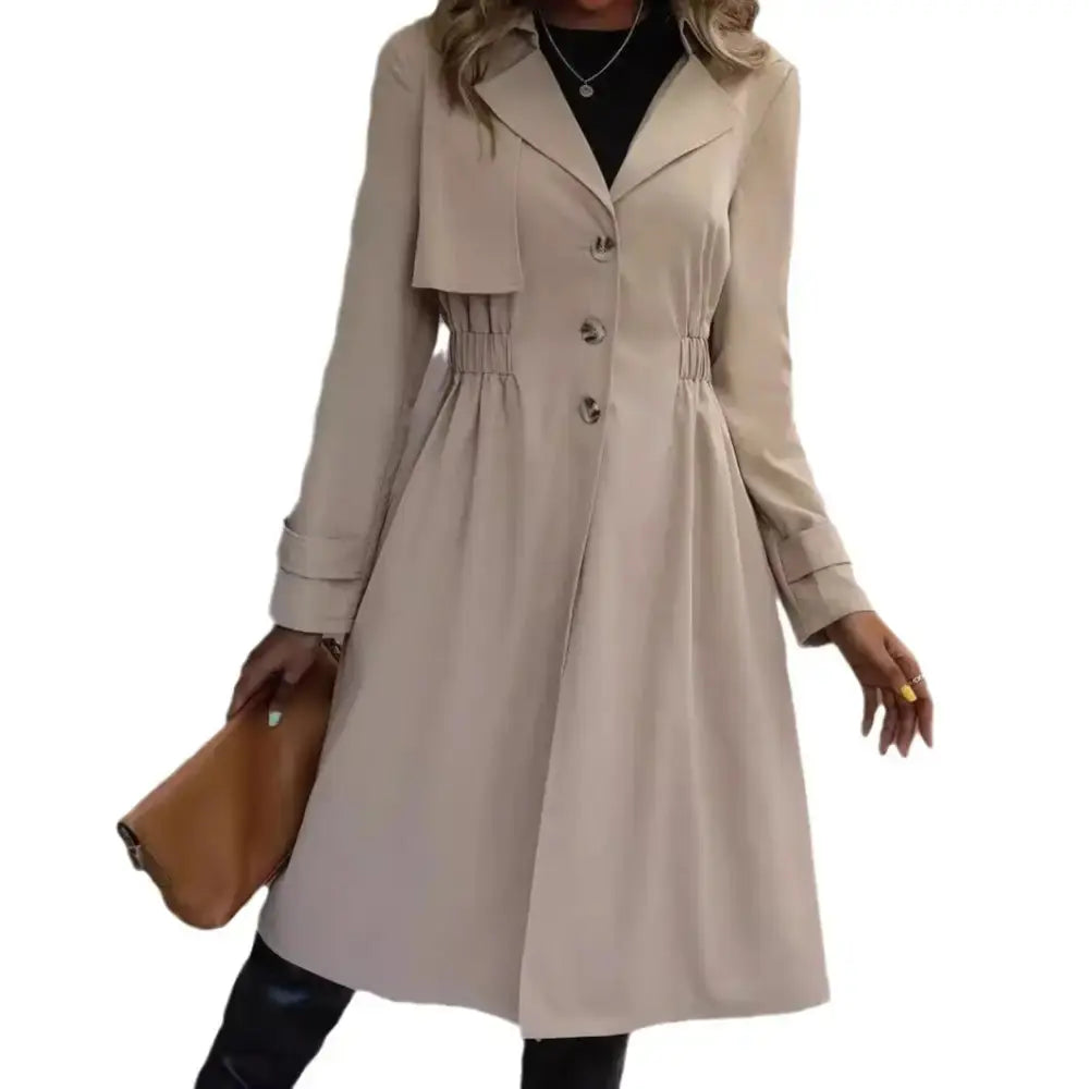 UrbanEase Long Cotton Trench Jacket in Tan - LauBelle Brand