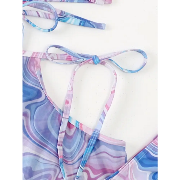 Beach Babe Three Piece Bikini Set with Sarong - LauBelle