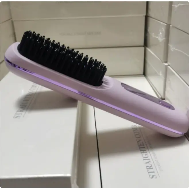 2 In 1 Straight Hair Comb Wireless Hair Straightener Brush Hair Fast Heating Portable Hot Curler USB Charging - LauBelle Brand