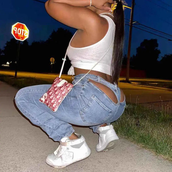 Denim Hollow Stretch Leggings for Women - LauBelle