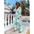 Elegant Womens V Neck Long Sleeve Plant Print Spring Summer Dress - LauBelle Brand