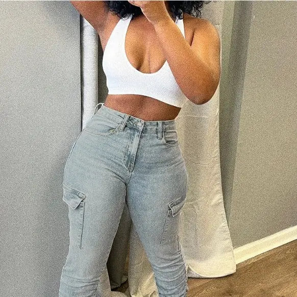 FlexiFit Low Waist Pleat Pocket Jeans for Women - LauBelle