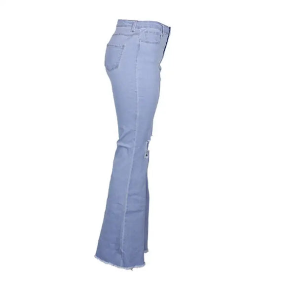 RetroFlare Distressed Jeans with Vintage Inspired Premium Denim - LauBelle