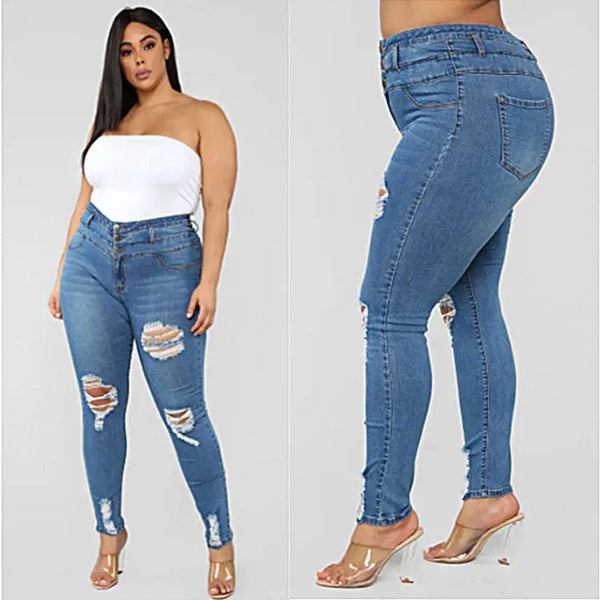 CurveFlex Ripped Jeans for Comfortable and Stylish Fit - LauBelle