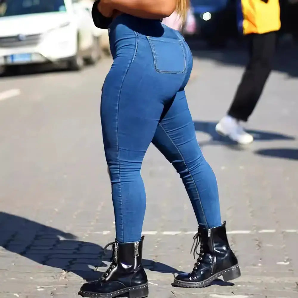Spring Autumn Women's High Waist Skinny Fit Denim Jeans - LauBelle Brand