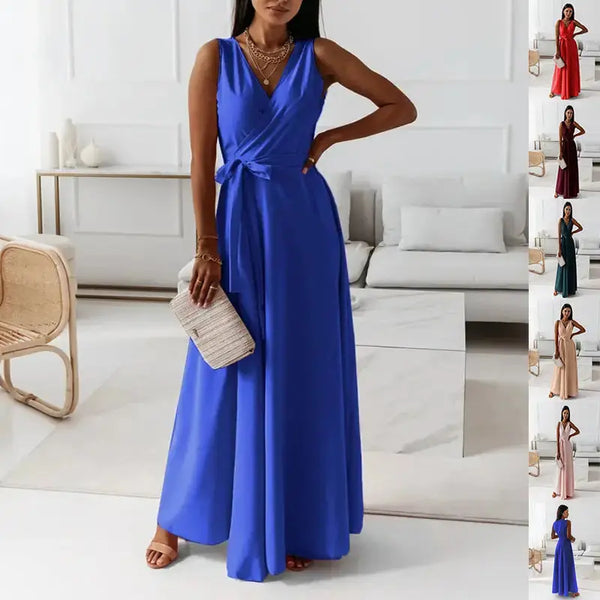 Chic V-Neck Maxi Dress for Summer - LauBelle