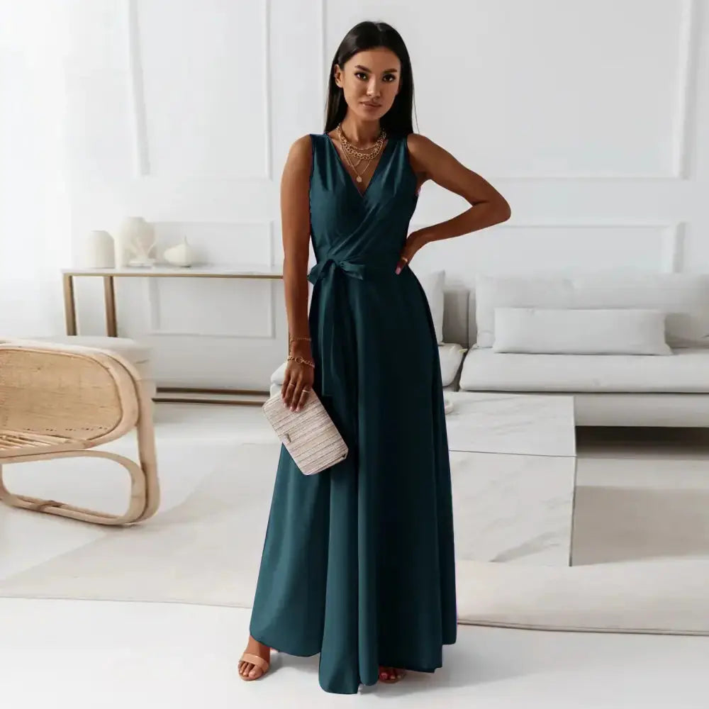 Chic V-Neck Maxi Dress for Summer - LauBelle