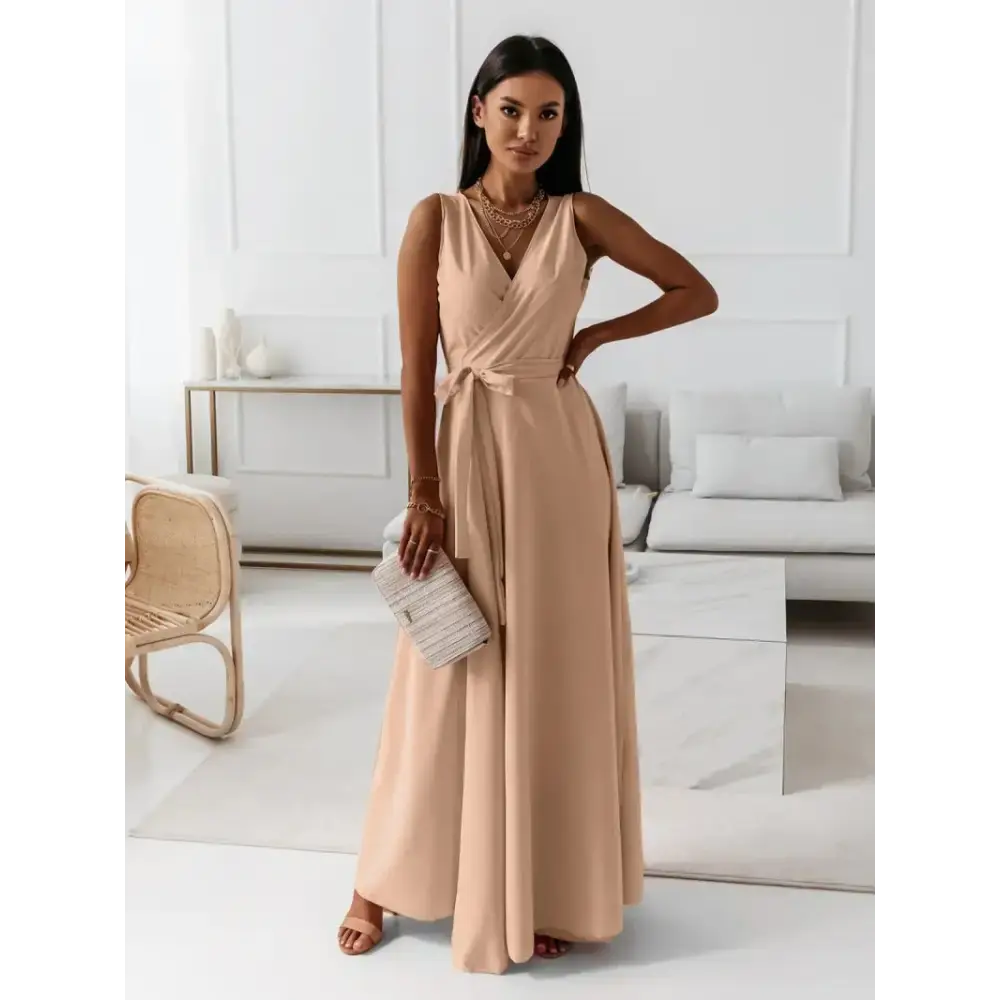 Chic V-Neck Maxi Dress for Summer - LauBelle