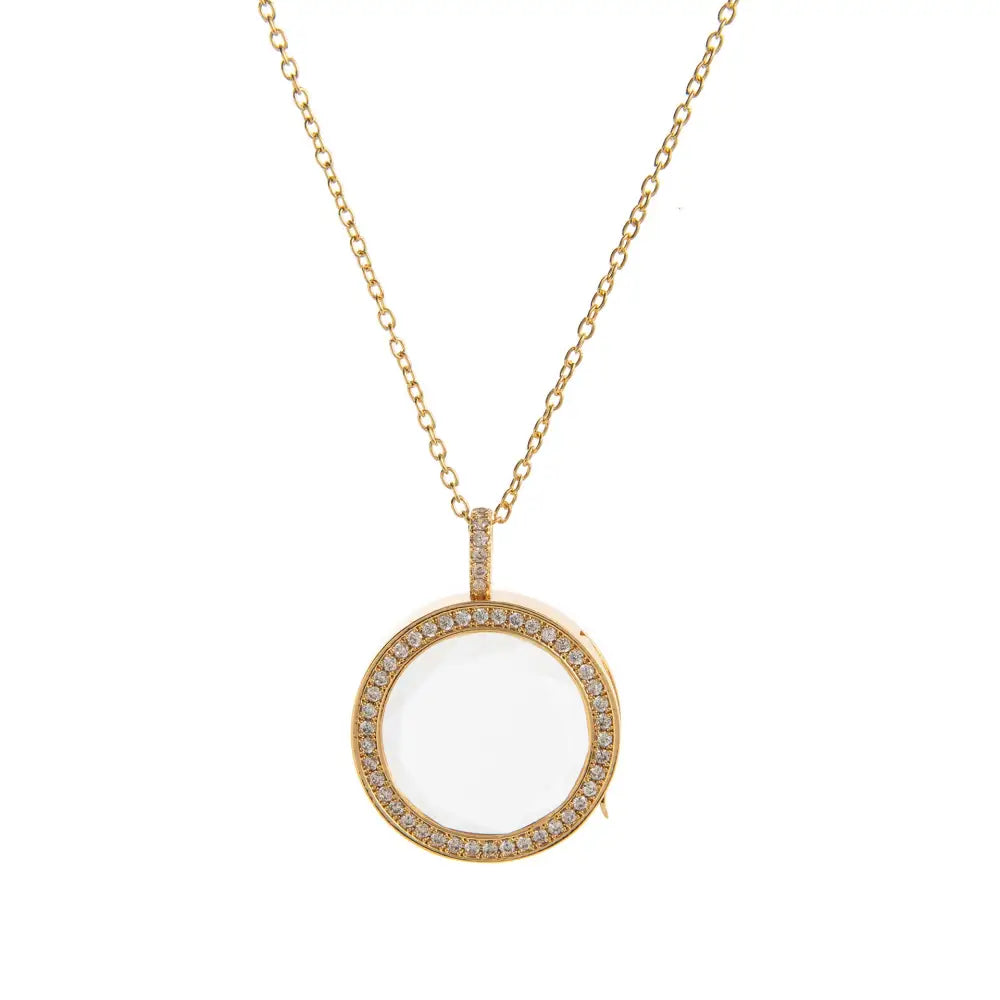 Crystal Locket Open and Close Photo Box Pendant Necklace - LauBelle Brand