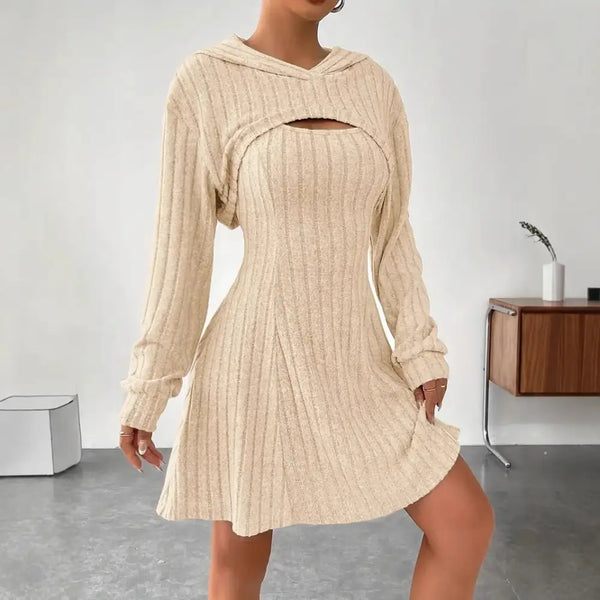 Chic Cozy Duo Hooded Vest and Skirt Set for Fall and Winter - LauBelle