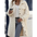 Cream Button-Down Long Plush Coat for Women - LauBelle Brand