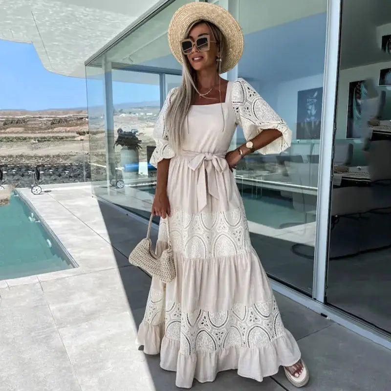 Lace Stitching Casual Loose Dress for Women - LauBelle Brand