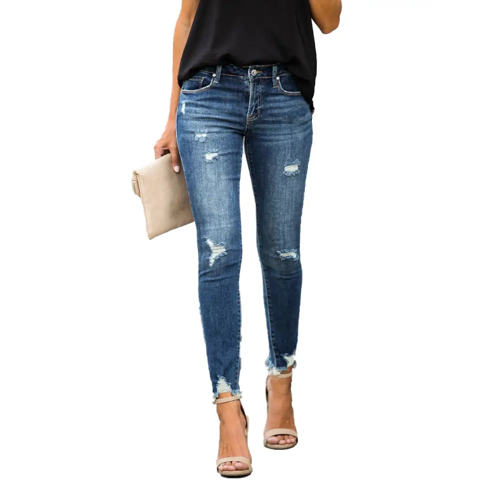 Edge-Ripped Slim Jeans for a Bold Fashion Statement - LauBelle