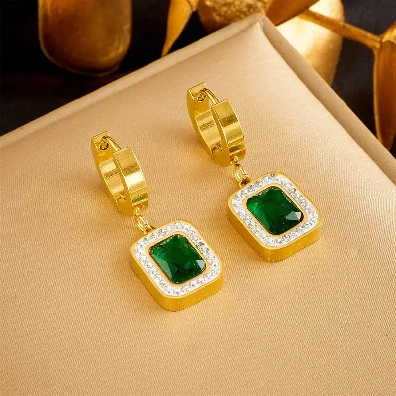 Emerald Zirconia Pendant and Earrings Set - LauBelle