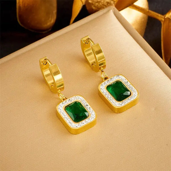 Emerald Zirconia Pendant and Earrings Set - LauBelle