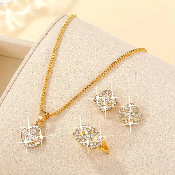 Diamond Trio Necklace Ring and Earrings Set - LauBelle