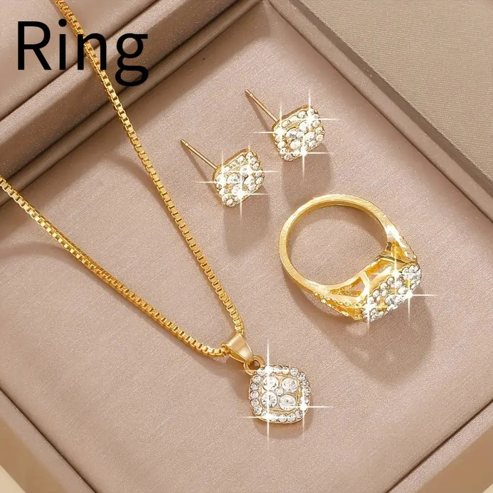 Diamond Trio Necklace Ring and Earrings Set - LauBelle