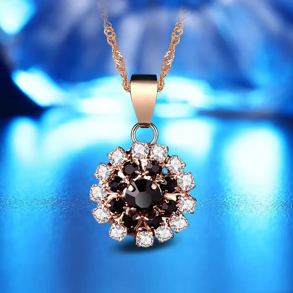 Floral Quartet Handcrafted Jewelry Set with Necklace Bracelet and Earrings - LauBelle