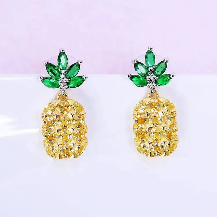 Tropical Glam Earrings Set with Pineapple and Coconut Designs - LauBelle