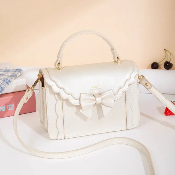 Bow Square Bag with Unique Shape and Front Accent - LauBelle