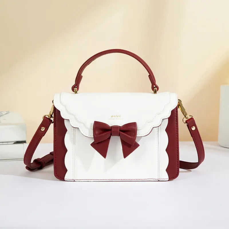 Bow Square Bag with Unique Shape and Front Accent - LauBelle