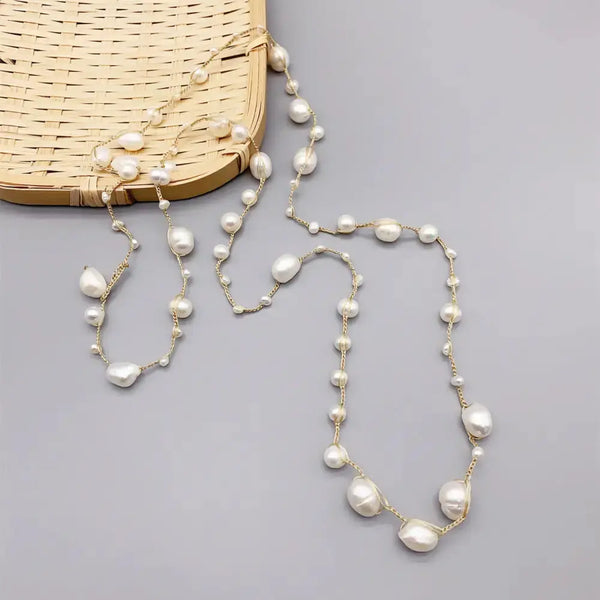 Handwoven Baroque Pearl Necklace with Freshwater Pearls - LauBelle