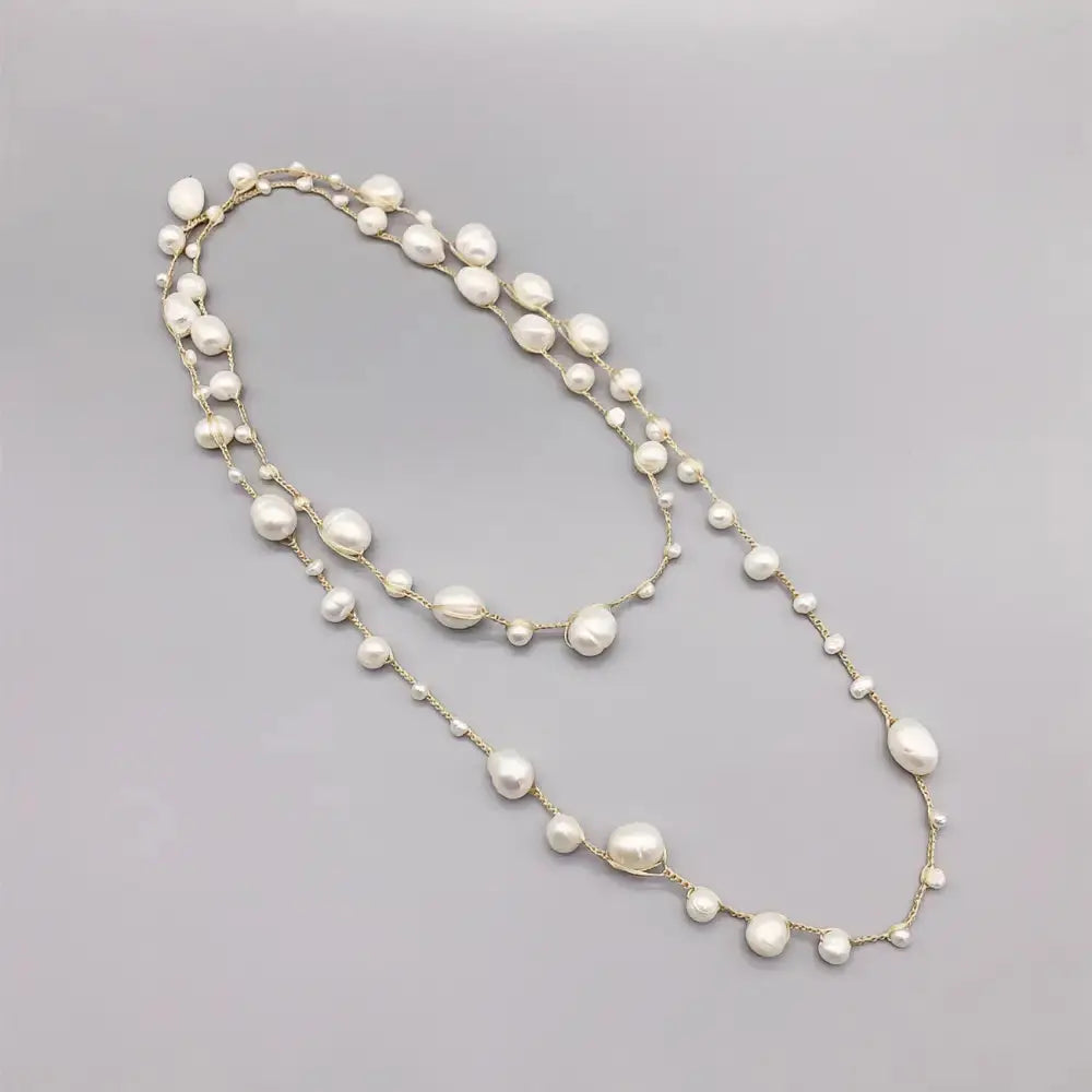 Handwoven Baroque Pearl Necklace with Freshwater Pearls - LauBelle