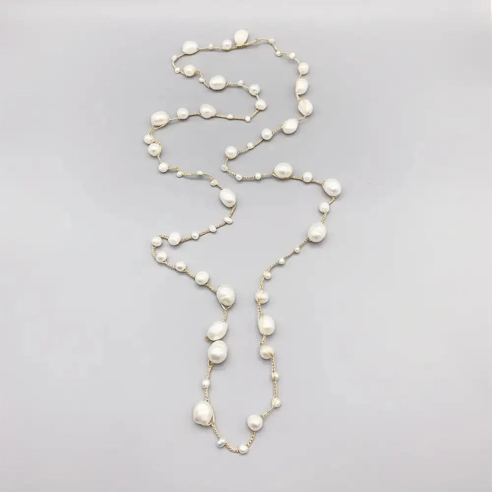 Handwoven Baroque Pearl Necklace with Freshwater Pearls - LauBelle