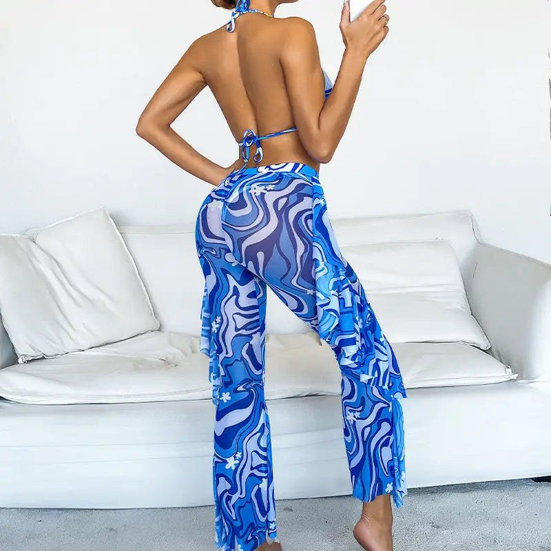 SunSplit 3 Piece Swimsuit Set with Bikini Top Bottoms and Cover Up Skirt - LauBelle