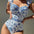 AeroCerulean Porcelain Pattern Conjoined Swimsuit in Cerulean Blue - LauBelle Brand