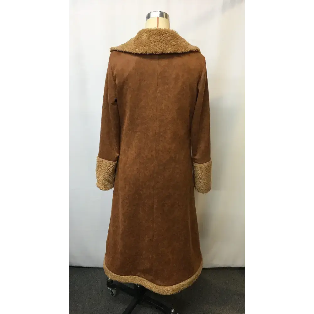 Brown Suede Shearling Trimmed WesternPlush Coat - LauBelle Brand