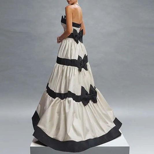 StripeBow Tube Dress with Elegant Modern Strapless Design - LauBelle Brand